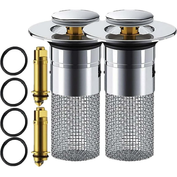 Fullofcarts Sink Stopper, Minceetbien Pop up Drains Sink Strainer, Popup Drain for Bathroom Sink Filter for Bathroom Tub, Universal Stainless Steel Basin (2Pcs)