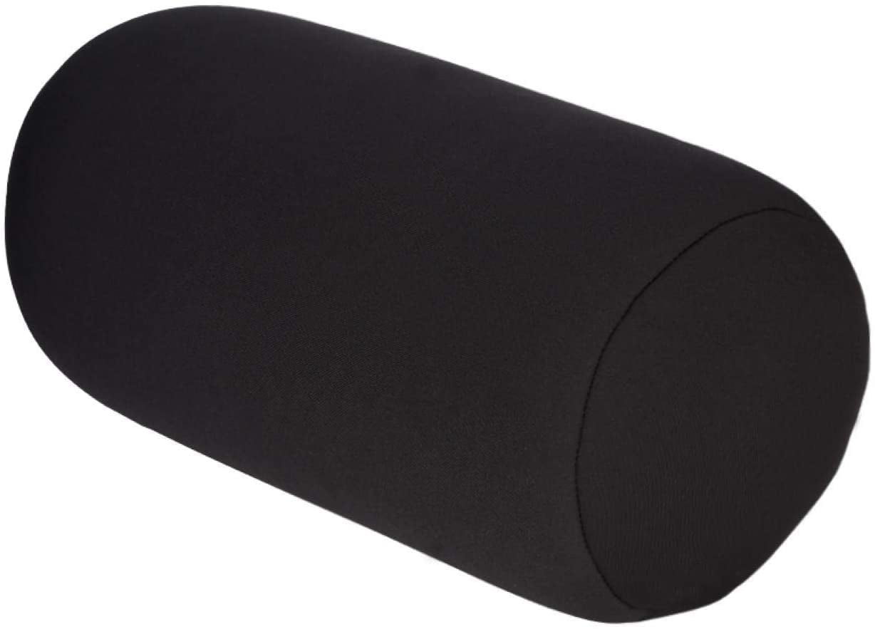 Black Raguso Micro Mini Microbead Back Cushion Roll Throw Pillow for Travel Home Sleep Neck Support Comfortable Car Lumbar Comfortable Office Journey Camping 