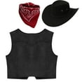 thumbnail image 4 of Alvivi Kids Rodeo Western Cowboy Hats Tassel Waistcoat Vest and Bandanna Halloween Themed Party Dress Up Black 16, 4 of 5