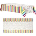 thumbnail image 3 of SINGOMON 2 Packs Rainbow Tablecloth Disposable Tablecloth Colorful Dot Table Cloth Plastic Table Covers 54''x108'' Rectangular Table Cover for Rainbow Party, Birthday, Baby Shower, 3 of 5
