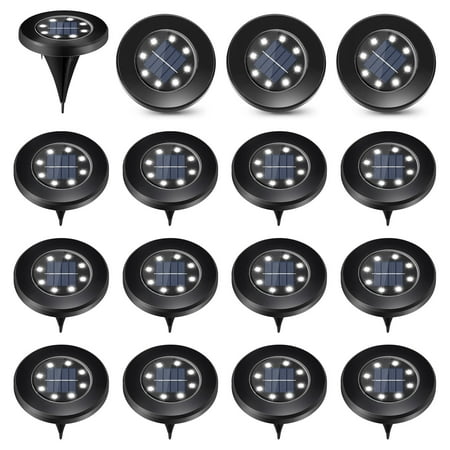 16 Packs Solar Buried Lights 8LED Waterproof Intelligent Control Lamp for Garden Warm White