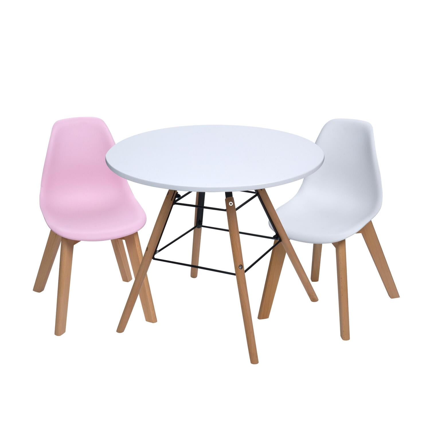 Gift Mark Modern Kids Table And Chair Set 1 Table 2 Chairs Colorpink White Walmartcom Walmartcom