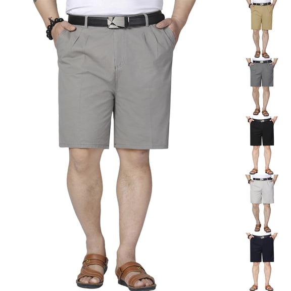 Zimjoy Men's & Big Men's Stretch Golf Shorts Cotton Comfy Golf Shorts 7" Breathable Lightweight Casual Workwear with Pockets, Gray L