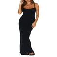 thumbnail image 2 of Femmes Bretelles Spaghetti Slim Fit Débardeur Robe d'Été Côtelé Sans Manches Bodycon Longue Robe Cami, 2 of 7