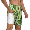 thumbnail image 3 of Picia Avocado With Seeds pattern Mens Swim Trunks with Compression Liner Stretch Beach Shorts Quick Dry with Zipper Pockets No-Chafing Board Shorts-3X-Large, 3 of 9