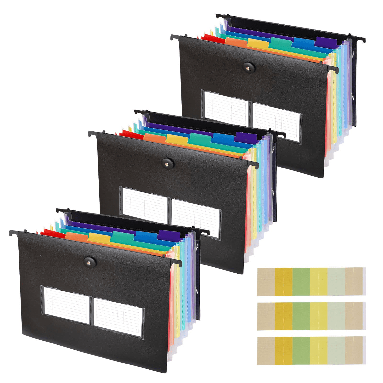 3 Pack Hanging File Folders Letter Size, Allnice Large Capacity 7 Pockets Expandable File Folder