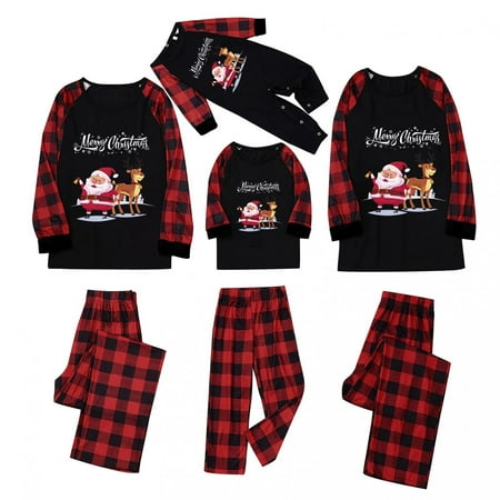 

Christmas Family Pajamas Matching Sets Skin-Friendly Matching For Family Of 4 Xmas Sleepwear Red Plaid Santa Nightwear