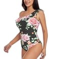 thumbnail image 3 of Yiaed Rose Flowers Print Women One Piece Swimsuits Tummy Control One Shoulder Bathing Suits Pattern Ruffle Swimwear-X-Large, 3 of 8