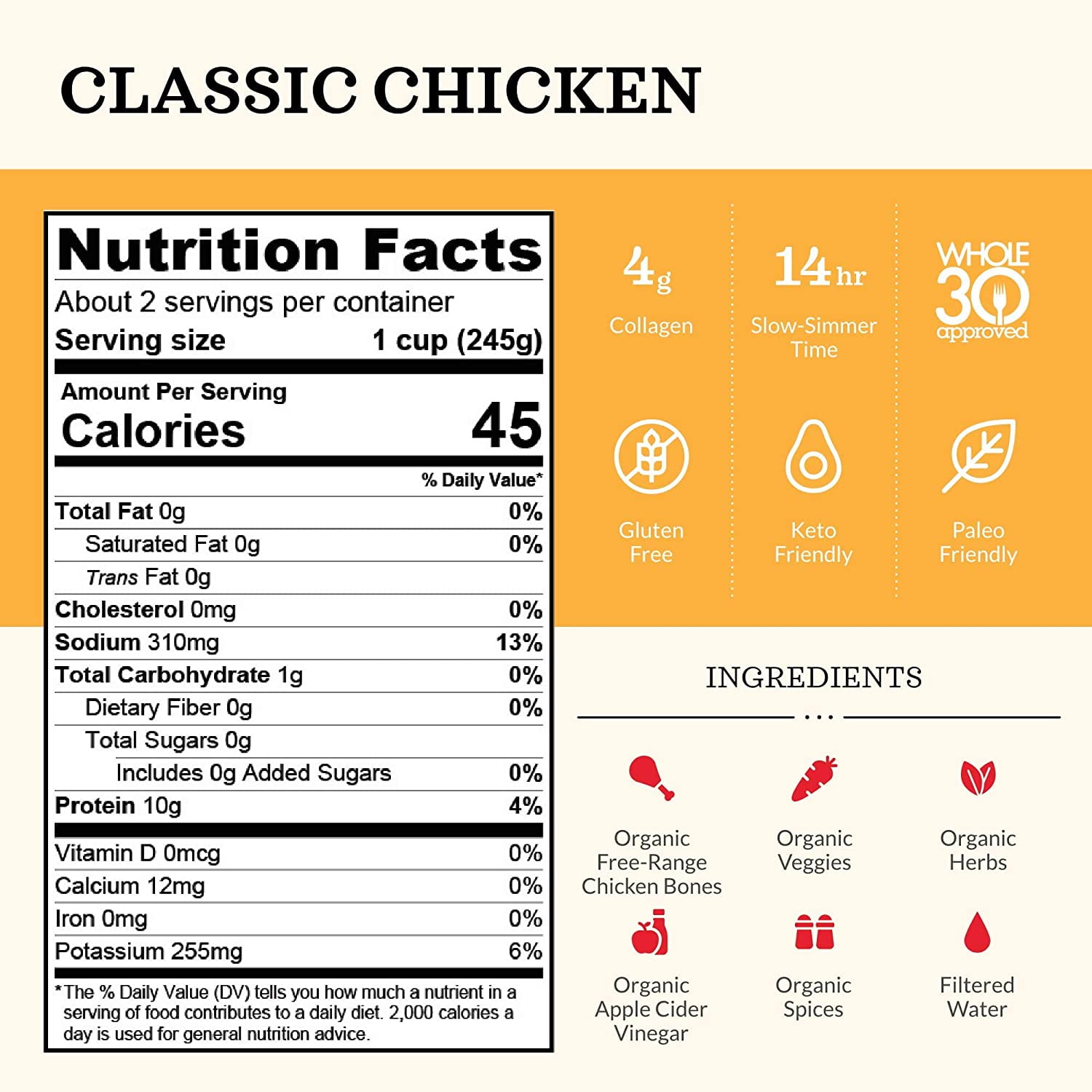 Kettle & Fire Bone Broth Chicken 16.9 oz (Pack of 3)