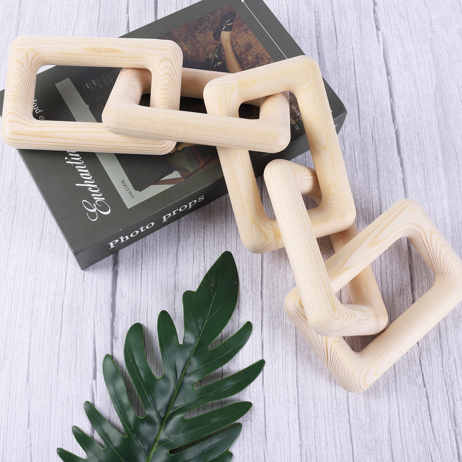 5Link Wood Chain Link Decorations for Home Boho Hand Carved Modern