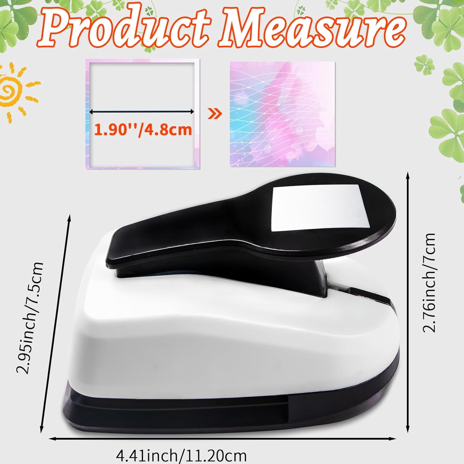 ABPETE Square Punch 1.9 inch Square Hole Puncher for Crafts Squares Paper Punches