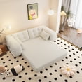 thumbnail image 4 of 78.7" Sleeper Sofa Bed,3-in-1 Teddy Fabric Multi-Functional Foldable Sofa Bed for Living Room,Guest Bed,Playroom,Beige, 4 of 7