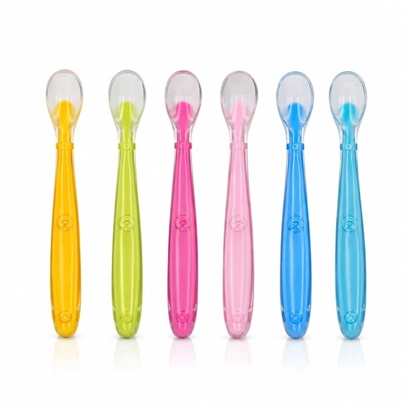 Sperric Best First Stage Baby Spoons BPA Free, 6 - Pack, Soft Silicone Baby Spoons Training