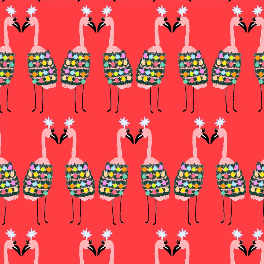 Christmas Flamingos Premium Roll Gift Wrap Wrapping Paper