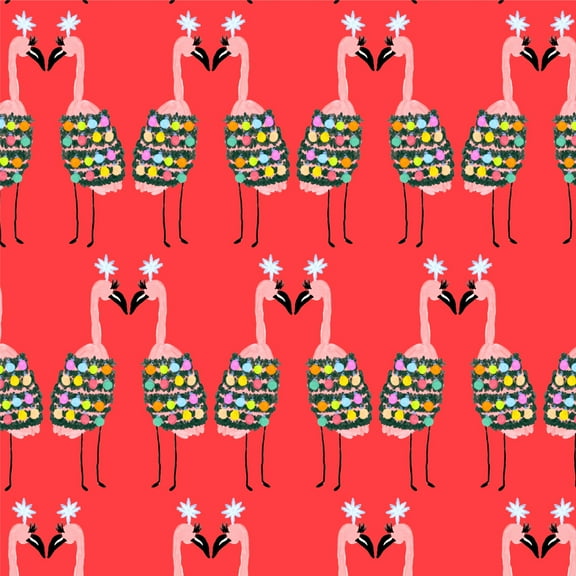 Christmas Flamingos Premium Roll Gift Wrap Wrapping Paper