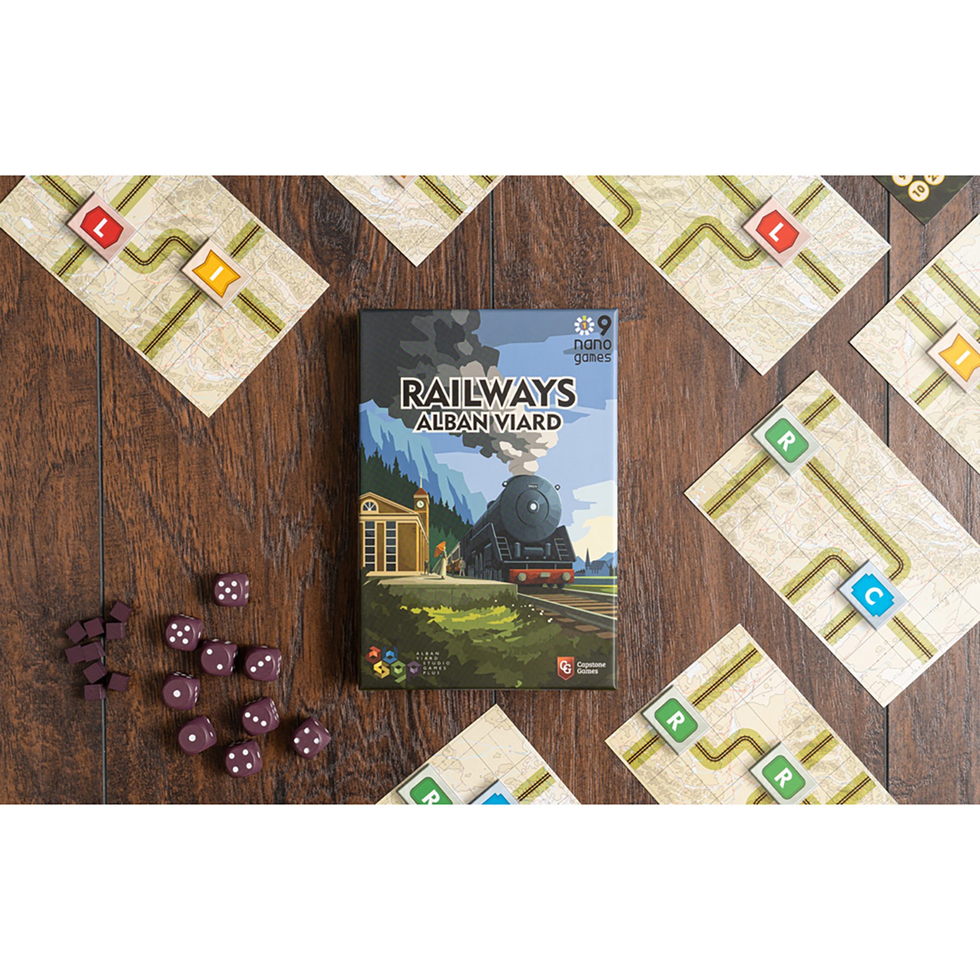 Nano9Games Volume 1: Railways - Capstone Games, 19th Centrury Themed Action Performing Railroad Game, 1 Player, 30 Mins