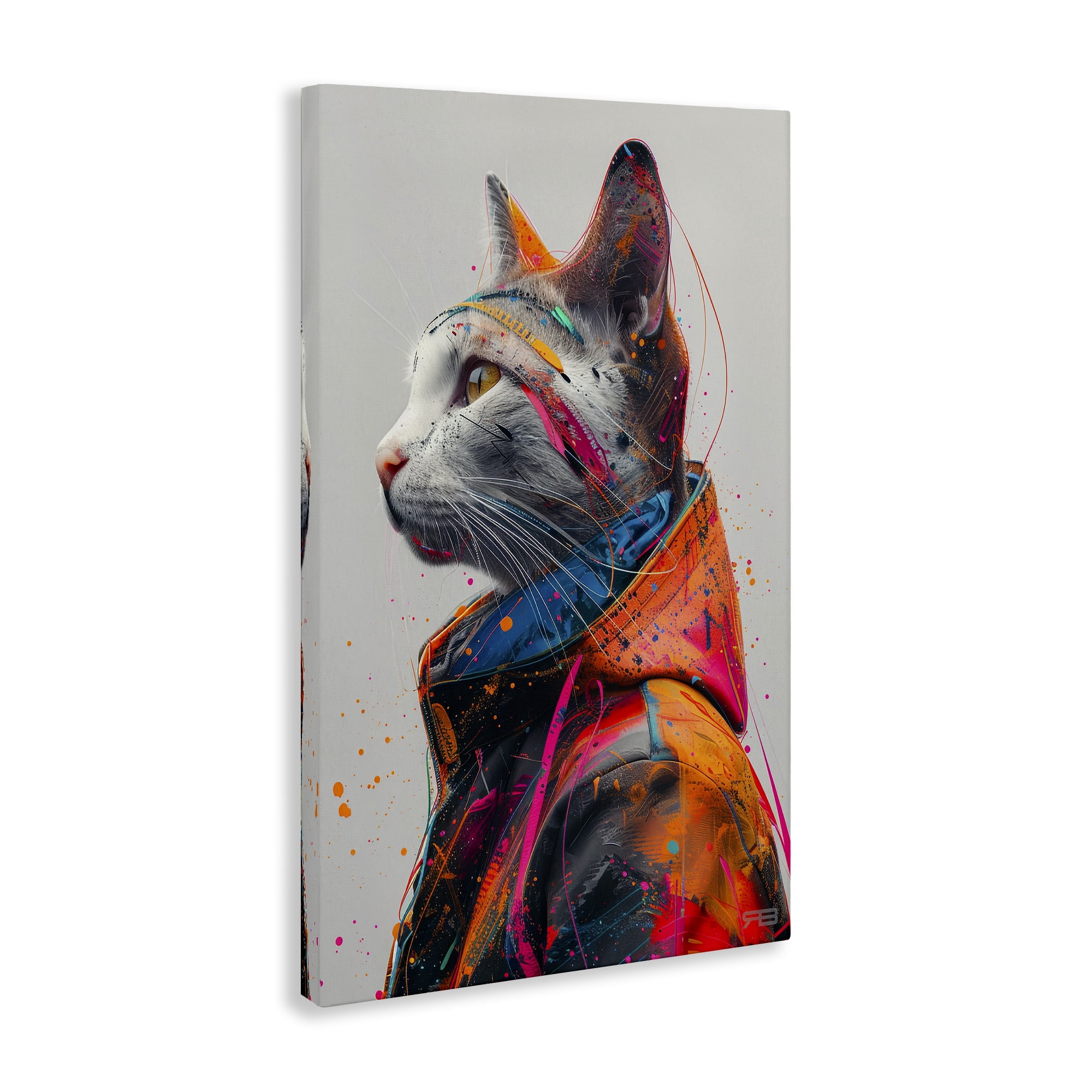 Stupell Industries Paint Splatter Cat Animals & Insects Painting Gallery Wrapped Canvas Art Print Wall Art, 16 x 24