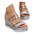 thumbnail image 4 of MuXiKeJi Clothes Women's Glitter Strappy Wrapped Wedge Heel Platform Sandals Comfortable Open Toe Dress Shoes Double Strap On Arch Support Beach Sandals, 4 of 9
