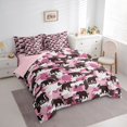 thumbnail image 2 of Castle Fairy Woodland Animal Bear Queen Bedding 7pcs,Vintage Abstract Camo Bedding Comforter Set Queen,Hot Pink Brown,Pink Reversible, 2 of 7