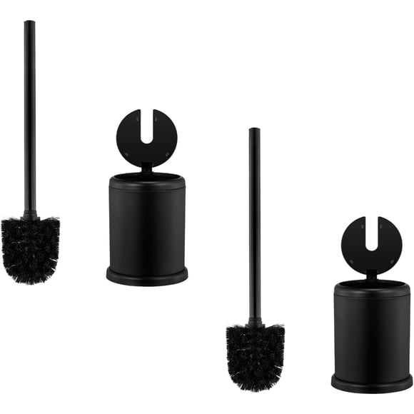 Timotech Escobilla de Inodoro de Acero Inoxidable con Tapa, Cepillo de Limpieza para Baño, Limpiador de Inodoros, Cepillo de Inodoro, Decoración de Baño (1, Negro) (2