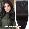 thumbnail image 3 of Benehair THICK Double Weft Human Hair Extensions Clip In Real Remy Full Head 8 Pieces 18 Clips Brown 22inch, 3 of 12