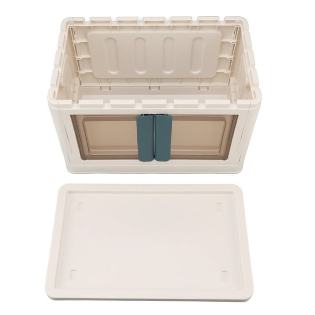 Contenedor de Almacenamiento Plegable Apilable de 32 L con Puerta Frontal Abierta con Tapa Puede Abrir Fácilmente la Puerta para Sacar Artículos sin Quitar la Tapa Anggrek Otros
