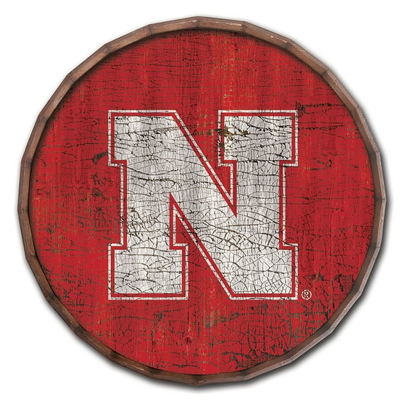 Nebraska Huskers 24" Cracked Color Barrel Top Sign