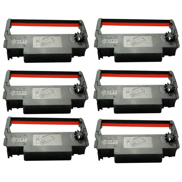 Paquete de 6 cartuchos de cinta de tinta negro/rojo Epson ERC 30/34/38