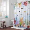 thumbnail image 3 of Coastal Nautical Bathroom Shower Curtain, Fish Coral Conch Starfish Shell Vintage Waterproof Washable Soft Bath Curtain for Bathtub Decor with 12 Hooks&Grommet, 36x78 Inch, 3 of 9