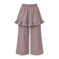 thumbnail image 5 of Tranfacy Girls 1-14 Years Fall Pants Solid Elastic Waist Straight Leg Casual Wide Leg Trousers, 5 of 5