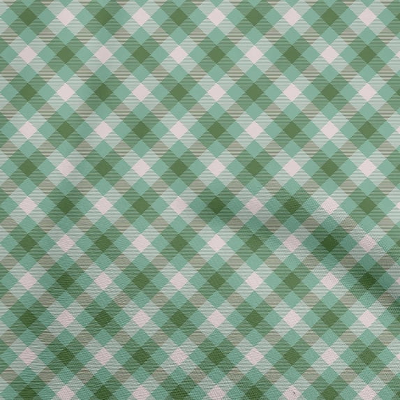 oneOone Polyester Spandex Sea Green Fabric Check Sewing Craft Projects Fabric Prints By Yard 56 Inch Wide