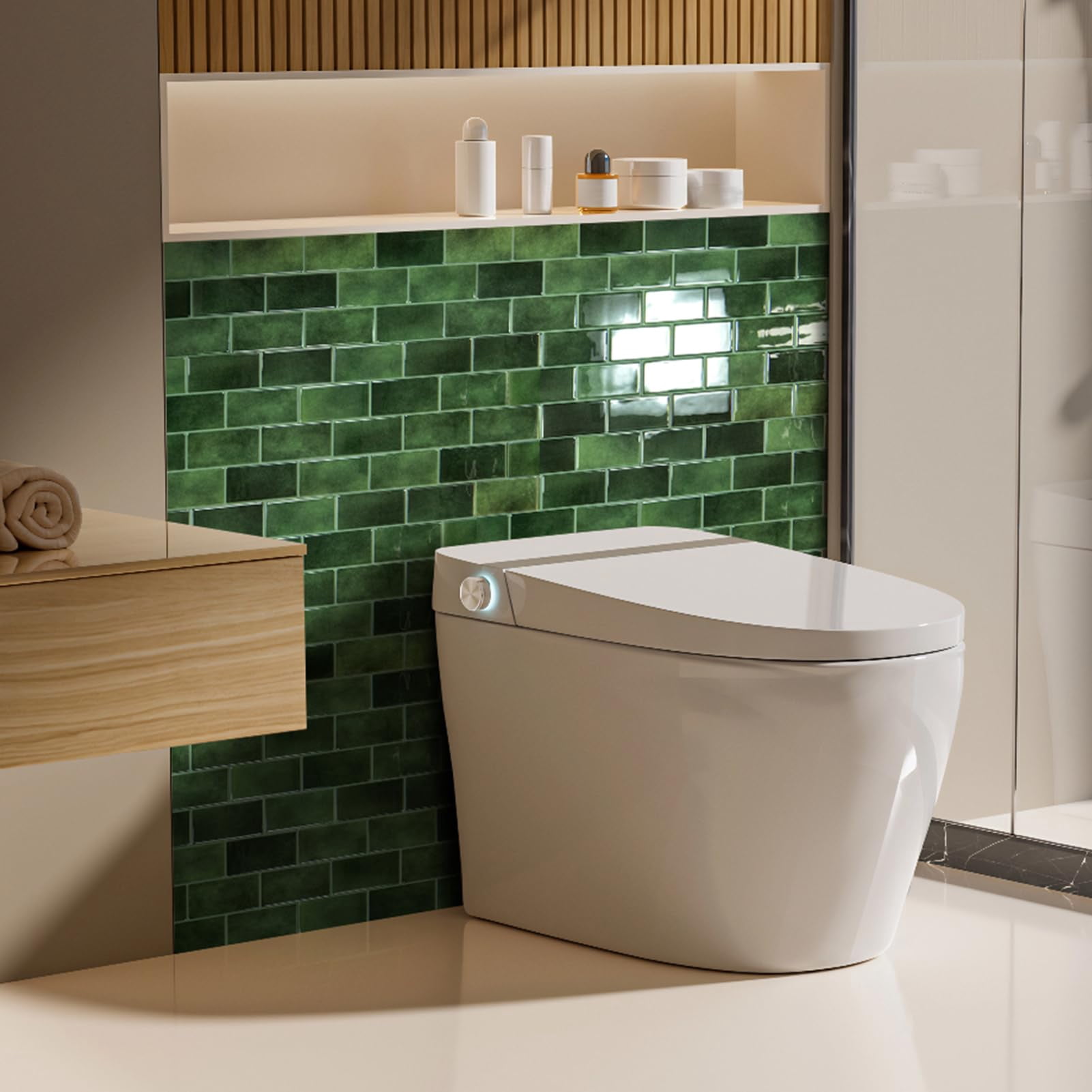 Peel And Stick Green Wall Tiles - 12"x12" Thicker Design Backsplash  Self-adhesive Tile For Kitchen & Bathroom Renovation