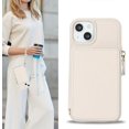 thumbnail image 4 of iPhone 13 Phone case Wallet with Zipper Card Holders for Women, iPhone 13 Case Wallet with Credit Card with Ring Kickstand Zipper Stand Case for iPhone13 - Off-White, 4 of 18