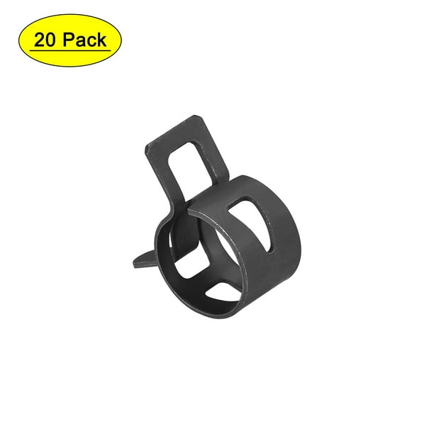 Abrazadera de resorte de banda de acero negro de 15mm Uxcell para manguera de línea de combustible de silicona, paquete de 20