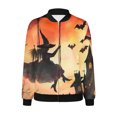 thumbnail image 4 of WXLWZYWL Womens Halloween Bomber Jacket Casual Full Zip Coats with Pocket Lightweight Long Sleeve Moto Biker Windbreaker, 4 of 5