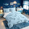 thumbnail image 2 of meiyoeat Blue Dinosaur Wildlife Twin Bedding for Boys Girls, Simple Line Animal Bedding Comforter Set, Blue, Reversible, 7-Piece, 2 of 5