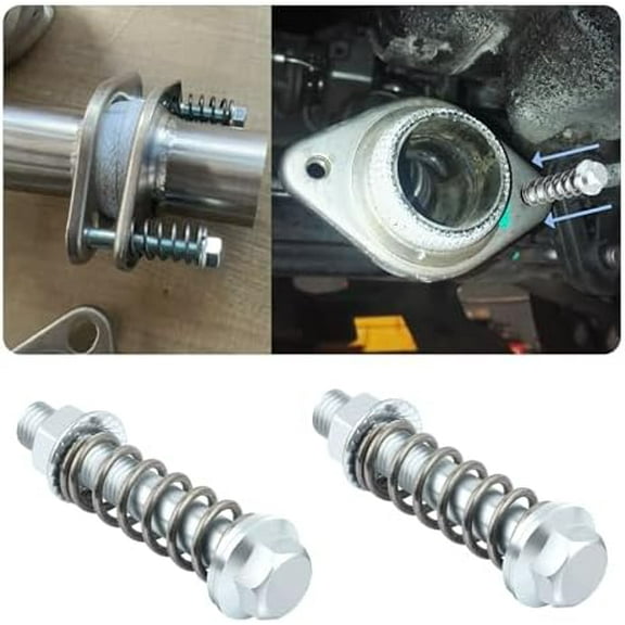 2PCS Car Exhaust Manifold Bolts,Steel M10x1.5 mm Exhaust Bolts and Nuts Kit with Springs for Exhaust Gasket,Professional Exhaust Flange Bolts Car Accessories for Most Cars