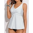 thumbnail image 3 of Charmo Womens Wrapped V Neck Swimsuit Tops Built in Bras Flowy Tankini Tops Bathing Suit Tops Only(No Bottoms）, 3 of 7