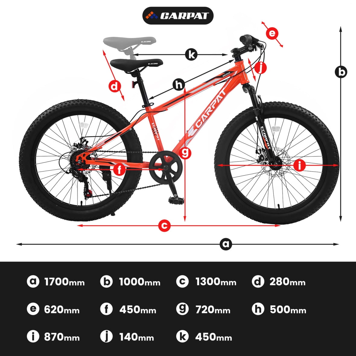 Fat Tire Mountain Bike with Dual Disc Brake, 21 Speeds High-Carbon Steel Frame Bike with Front Suspension, Adult Sport Bicycle for Men and Women, Orange