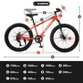 thumbnail image 7 of Fat Tire Mountain Bike with Dual Disc Brake, 21 Speeds High-Carbon Steel Frame Bike with Front Suspension, Adult Sport Bicycle for Men and Women, Orange, 7 of 7