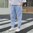 thumbnail image 2 of Gibobby Boys Pants Casual Pants For 12 18 24Months 2T 3T 4T 5T Little Boys Classic Linen Soft Stripe Elastics Waist Spring Autumn Trousers Kids Long Pants(8-9 Years,Light Blue), 2 of 5