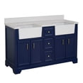 thumbnail image 2 of Zelda 60" Double Farmhouse Bathroom Vanity with Royal Blue Cabinet and Quartz Top, 2 of 6