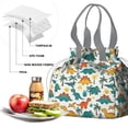 thumbnail image 4 of LightColor Cartoon Dinosaurs Palm Trees Pattern Drawstring Lunch Bag Women - Drawstring Lunch Bag Insulated for Work Office - Stain-Resistant Large Lunchbags for Women with Multi-Pockets, 4 of 6