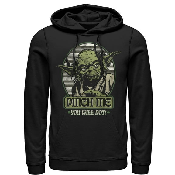 Men's Star Wars Yoda Pinch Me You Will Not  Pull Over Hoodie Black 2X Large