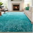 thumbnail image 2 of Area Rug 5x7 Washable Rug for Living Room Modern Abstract Rug Distressed Ombre Rug with Non Slip Backing, Medallion Rug, Soft Stain Resistant Thin Rug, Cozy Indoor Foldable Rug, Green, 2 of 7