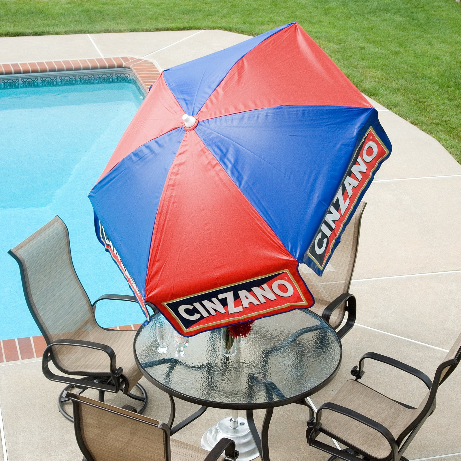 cinzano patio umbrella Heininger Holdings 1380 6 ft. Cinzano Vinyl Umbrella - Bar Height Pole