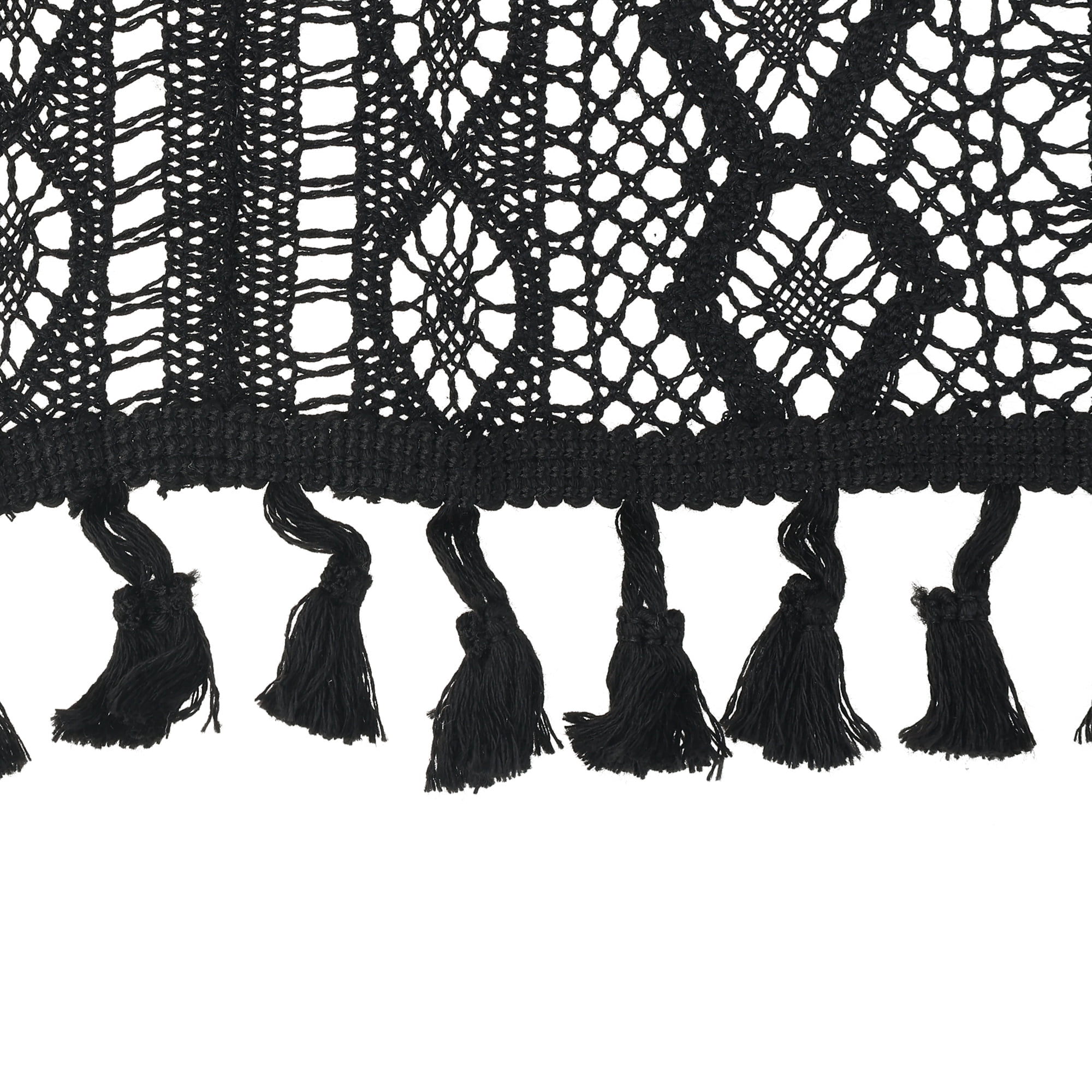 Unique Bargains Table Runners with Lace Tassel Table Flags for Casual Daily Decoration Black 9"x71"