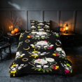 thumbnail image 2 of Homewish Halloween Death Moth Twin Duvet Cover, Celestial Peony Floral Twin Bedding, Black White Multicolor, Black Reversible 2pcs, 1 Duvet Cover and 1 Pillowcase, 2 of 7