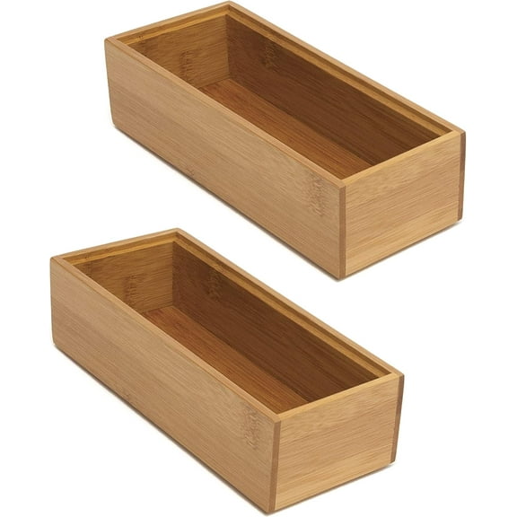 Lipper International 8180S Bamboo Wood Stacking Drawer Organizer Box, 3" x 6", Set of 2