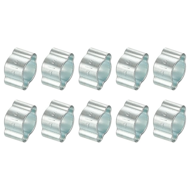 Unique Bargains 10Pack Double Ear Hose Clamps, Adjustable 5-7mm Iron Zinc Plated